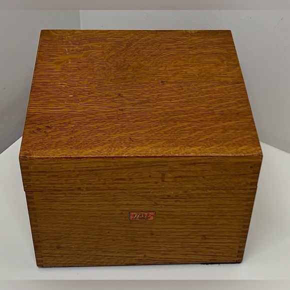 Early 20th Century Antique Weis Hinge Lidded Dovetail Jointed Oak File Box - Picture 5 of 16